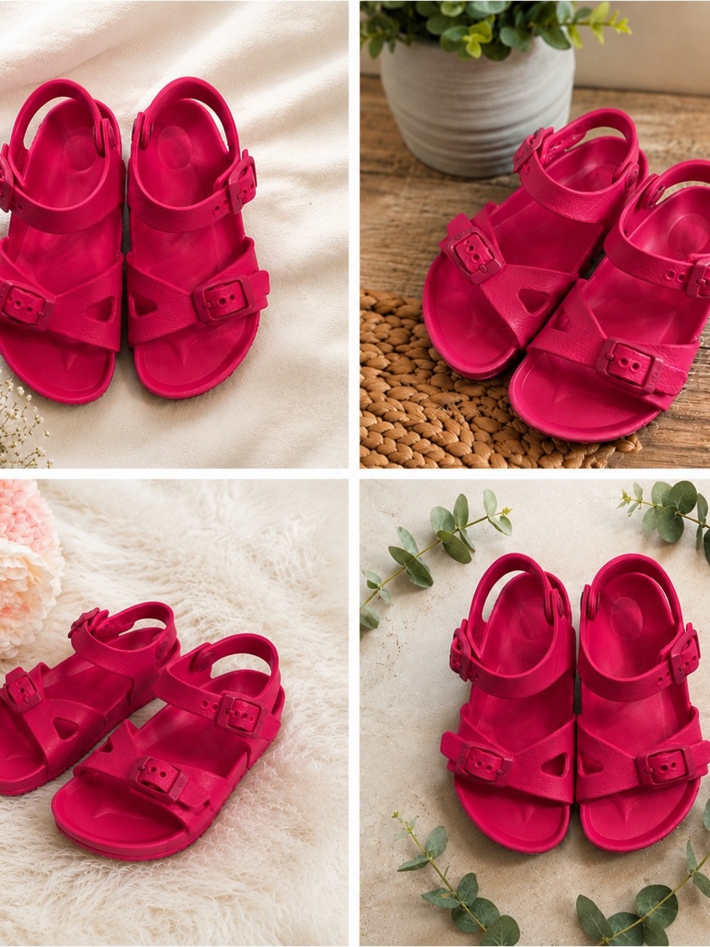 Kids Hot Pink Birkenstock Adjustable Strap Sandals
